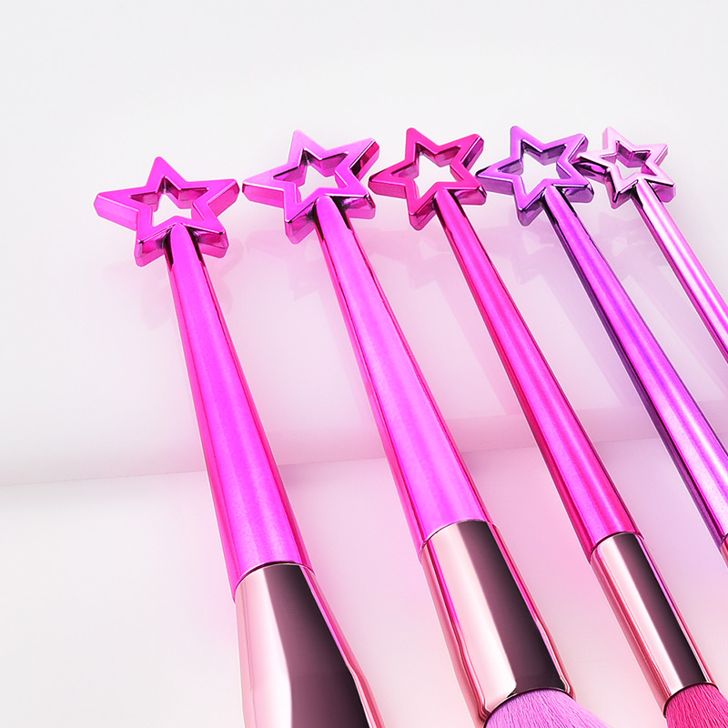 Trendy Pink+purple Stars Shape Decorated Cosmetic Brush(5pcs),Beauty tools