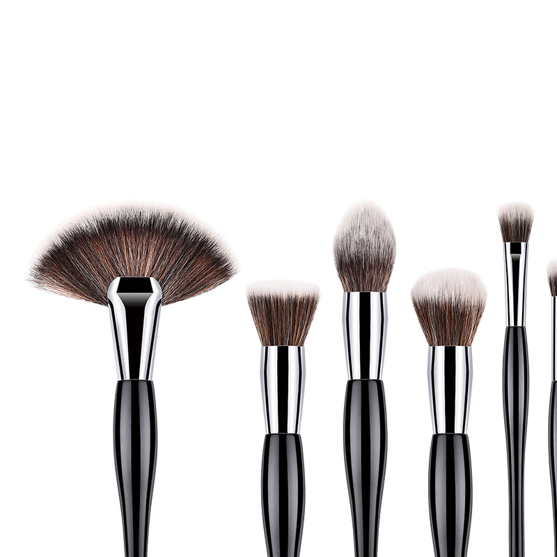 Trendy Brown Geomstric Shape Design Cosmetic Brush(9pcs),Beauty tools