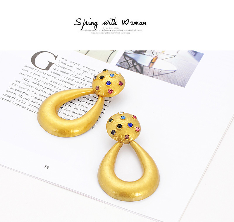 Fashion Gold Color Waterdrop Shape Decorated Earrings,Drop Earrings