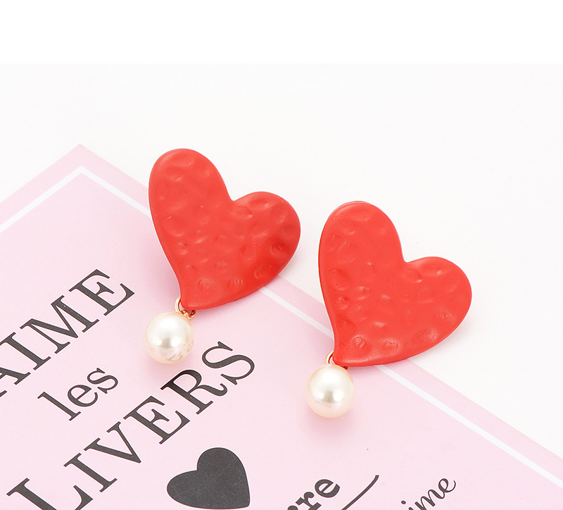 Fashion Red Heart Shape Decorated Earrings,Stud Earrings