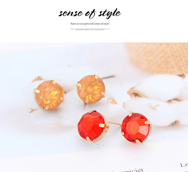 Fashion Red Round Shape Decorated Earrings,Stud Earrings