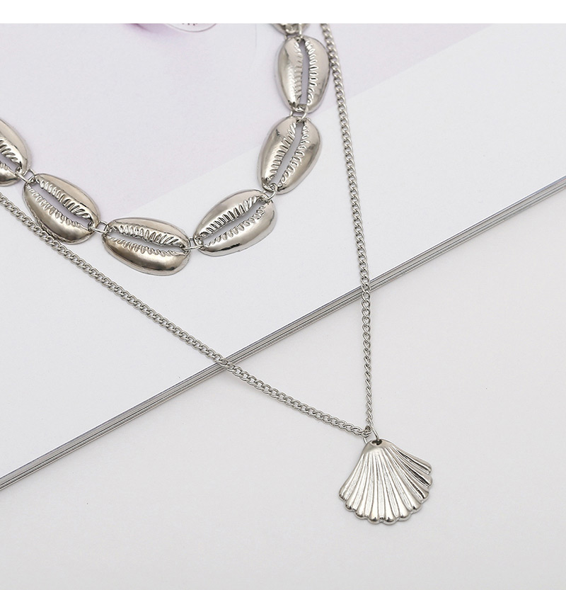 Fashion Silver Color Shell Shape Decorated Necklace,Multi Strand Necklaces