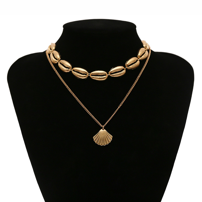 Fashion Gold Color Shell Shape Decorated Necklace,Multi Strand Necklaces