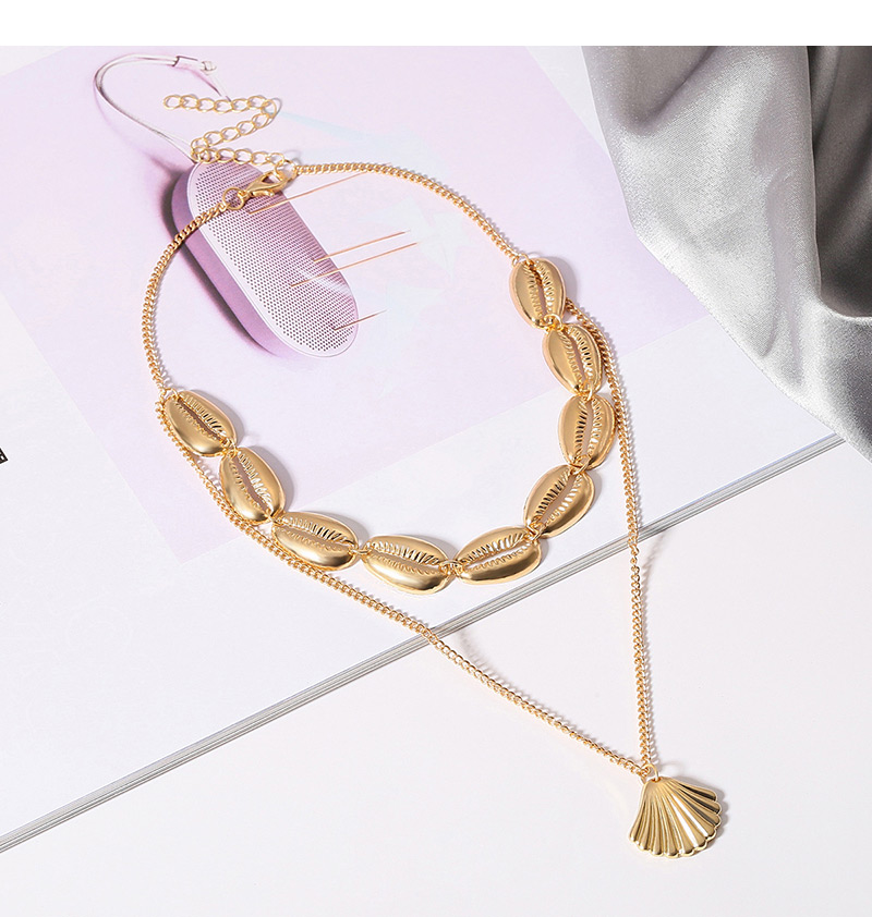 Fashion Gold Color Shell Shape Decorated Necklace,Multi Strand Necklaces