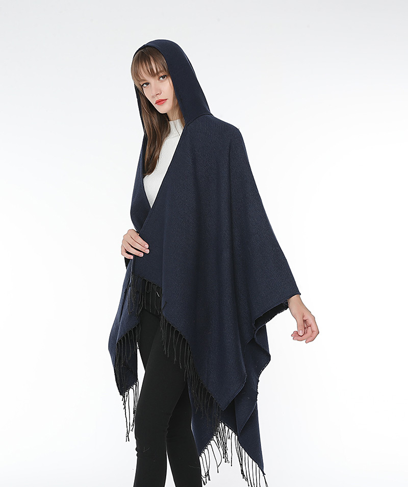 Fashion Navy Tassel Decorated Pure Color Cloak,knitting Wool Scaves