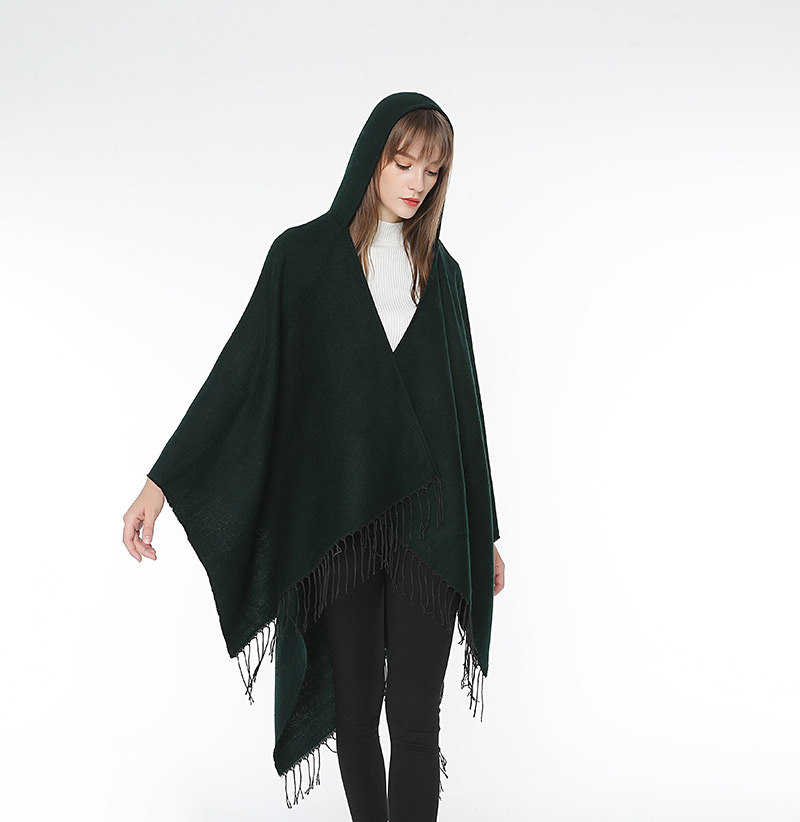 Fashion Gray Tassel Decorated Pure Color Cloak,knitting Wool Scaves
