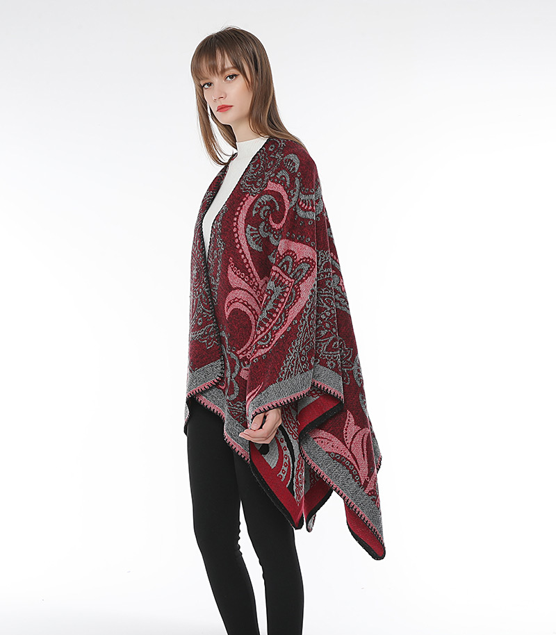 Fashion Claret Red Flower Pattern Decorated Scarf,knitting Wool Scaves