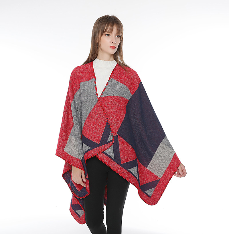 Fashion Khaki Geometric Pattern Decorated Scarf,knitting Wool Scaves