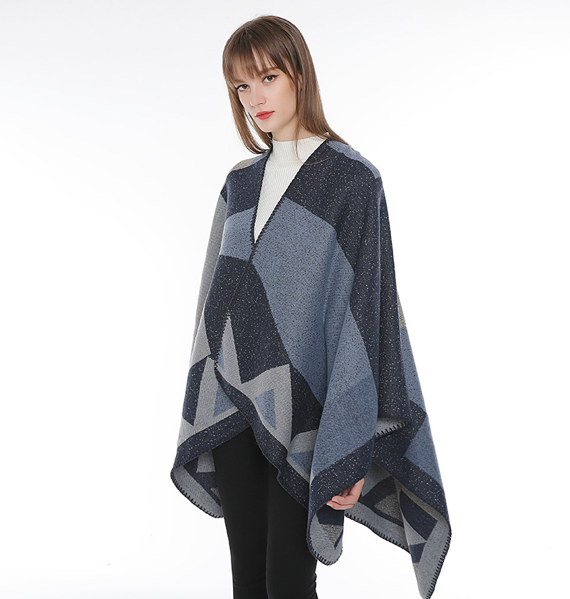 Fashion Khaki Geometric Pattern Decorated Scarf,knitting Wool Scaves