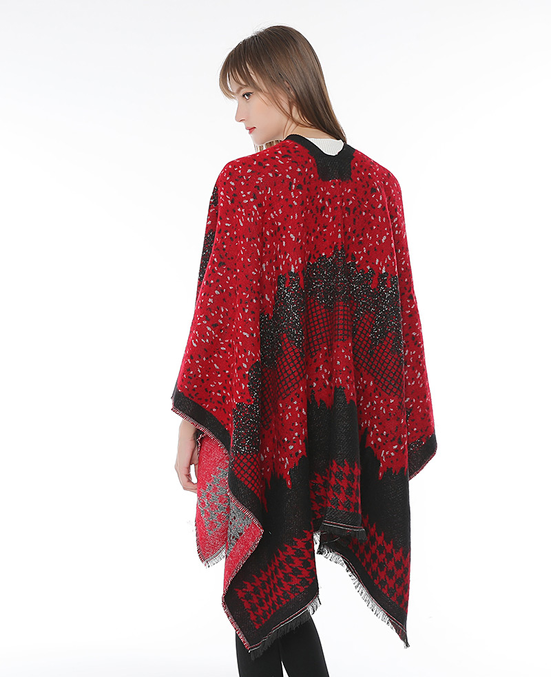 Fashion Red+black Grid Pattern Decorated Scarf,knitting Wool Scaves