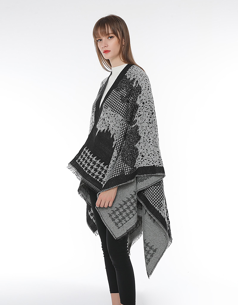 Fashion Gray+black Grid Pattern Decorated Scarf,knitting Wool Scaves