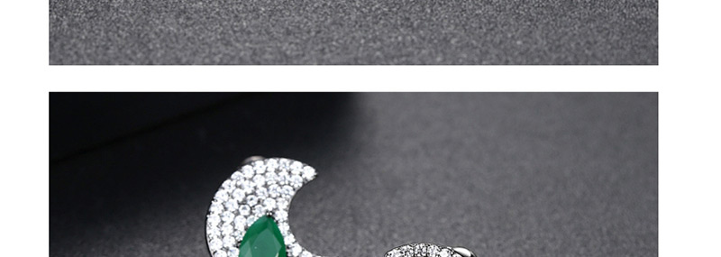 Fashion Black Full Diamond Decorated Moon Shape Earrings,Earrings