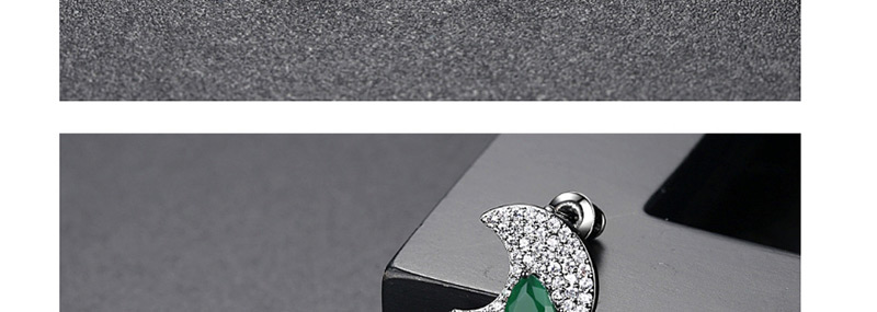 Fashion Black Full Diamond Decorated Moon Shape Earrings,Earrings
