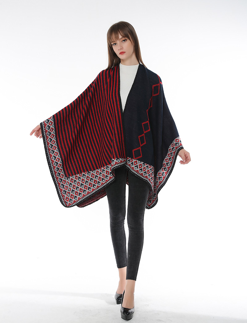 Fashion Red+black Stripe Pattern Decorated Scarf,knitting Wool Scaves