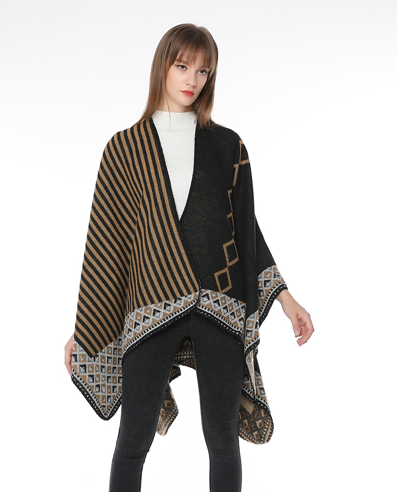 Fashion Yellow+black Stripe Pattern Decorated Scarf,knitting Wool Scaves