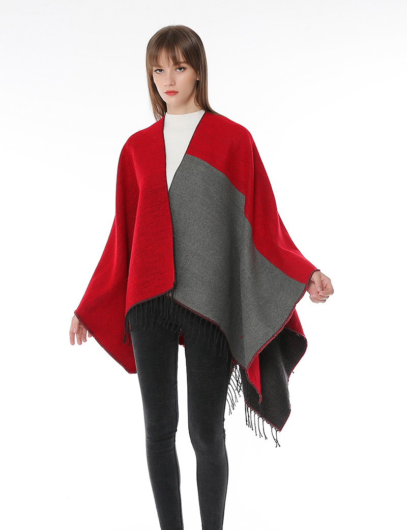 Fashion Red+gray+gray Color-matching Decorated Tassel Scarf,knitting Wool Scaves