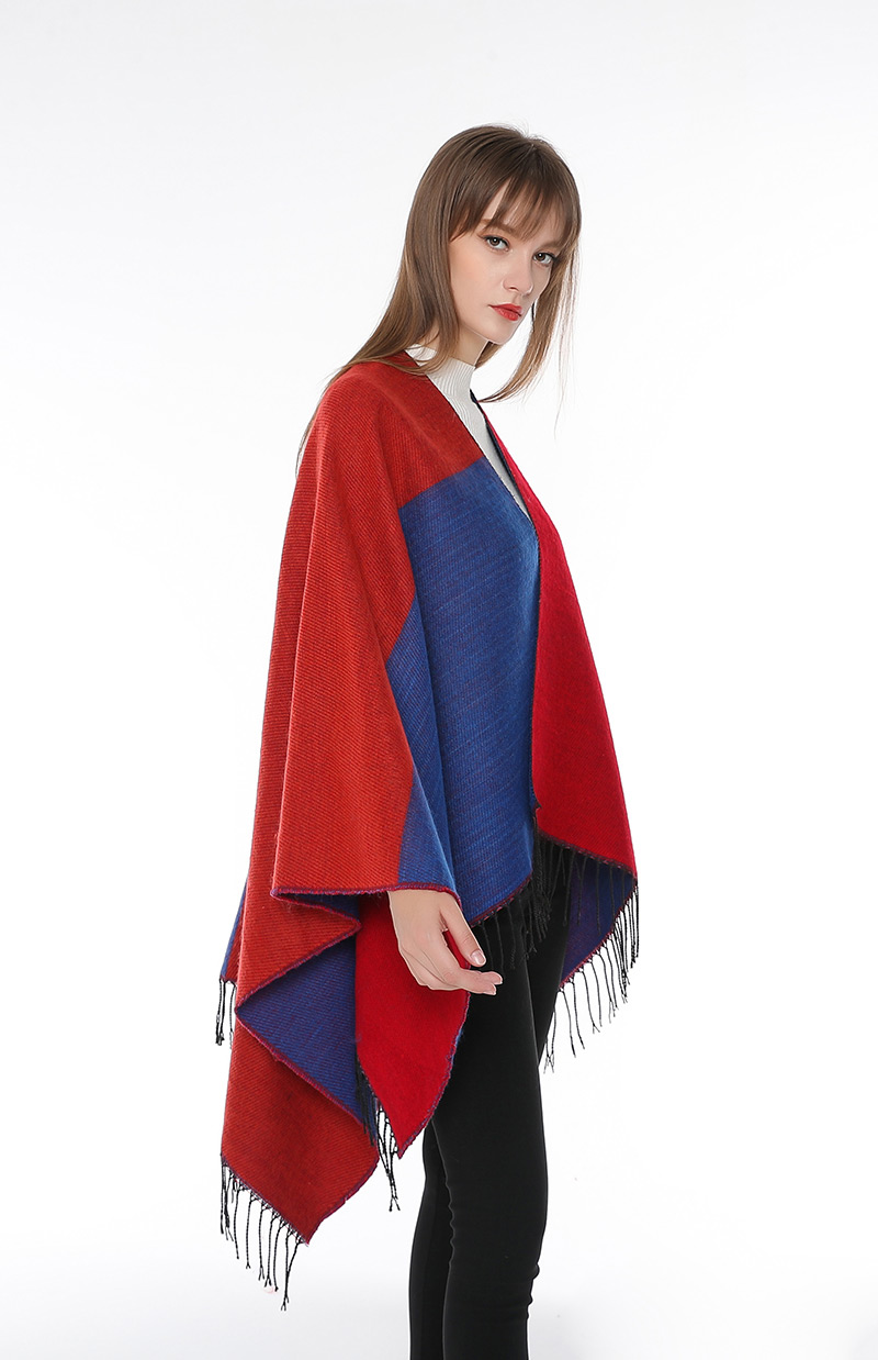 Fashion Red+blue Color-matching Decorated Tassel Scarf,knitting Wool Scaves