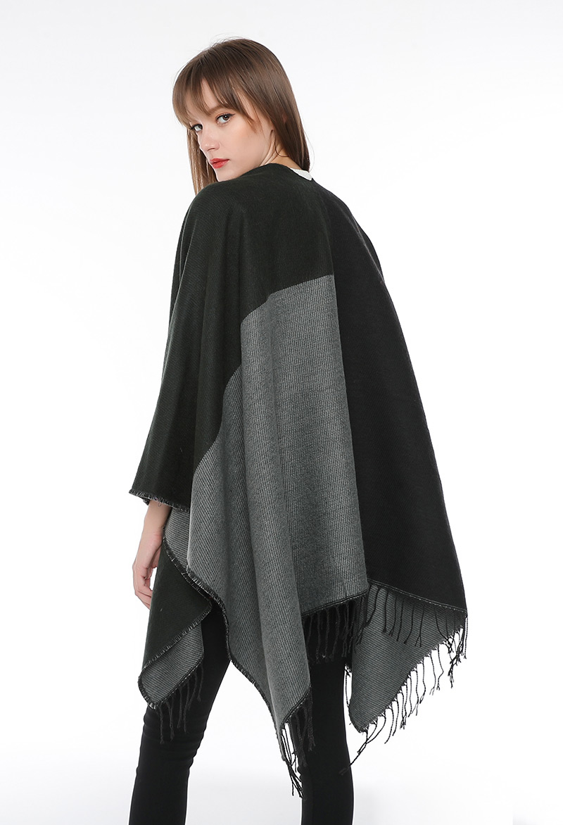Fashion Black+gray Color-matching Decorated Tassel Scarf,knitting Wool Scaves