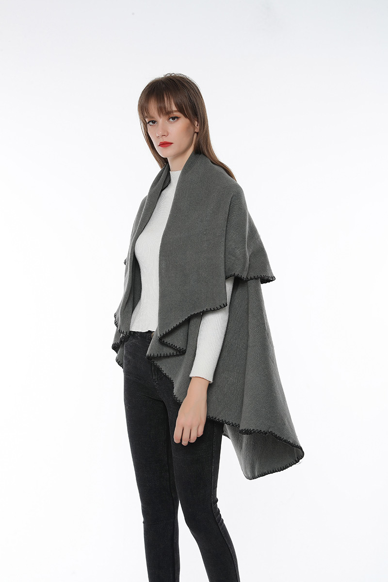 Fashion Khaki Pure Color Decorated Cloak,knitting Wool Scaves