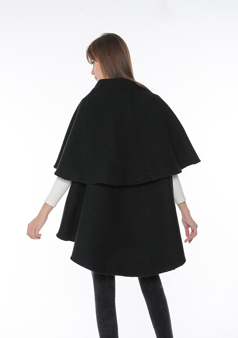 Fashion Black Pure Color Decorated Cloak,knitting Wool Scaves