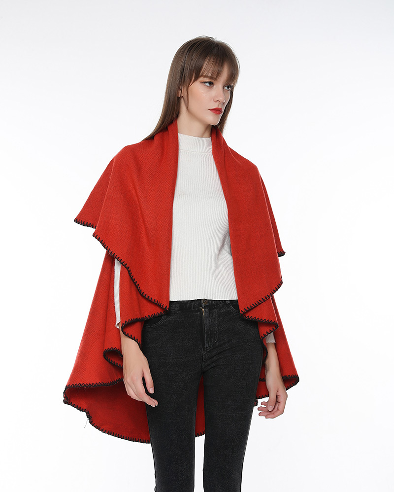 Fashion Dark Red Pure Color Decorated Cloak,knitting Wool Scaves