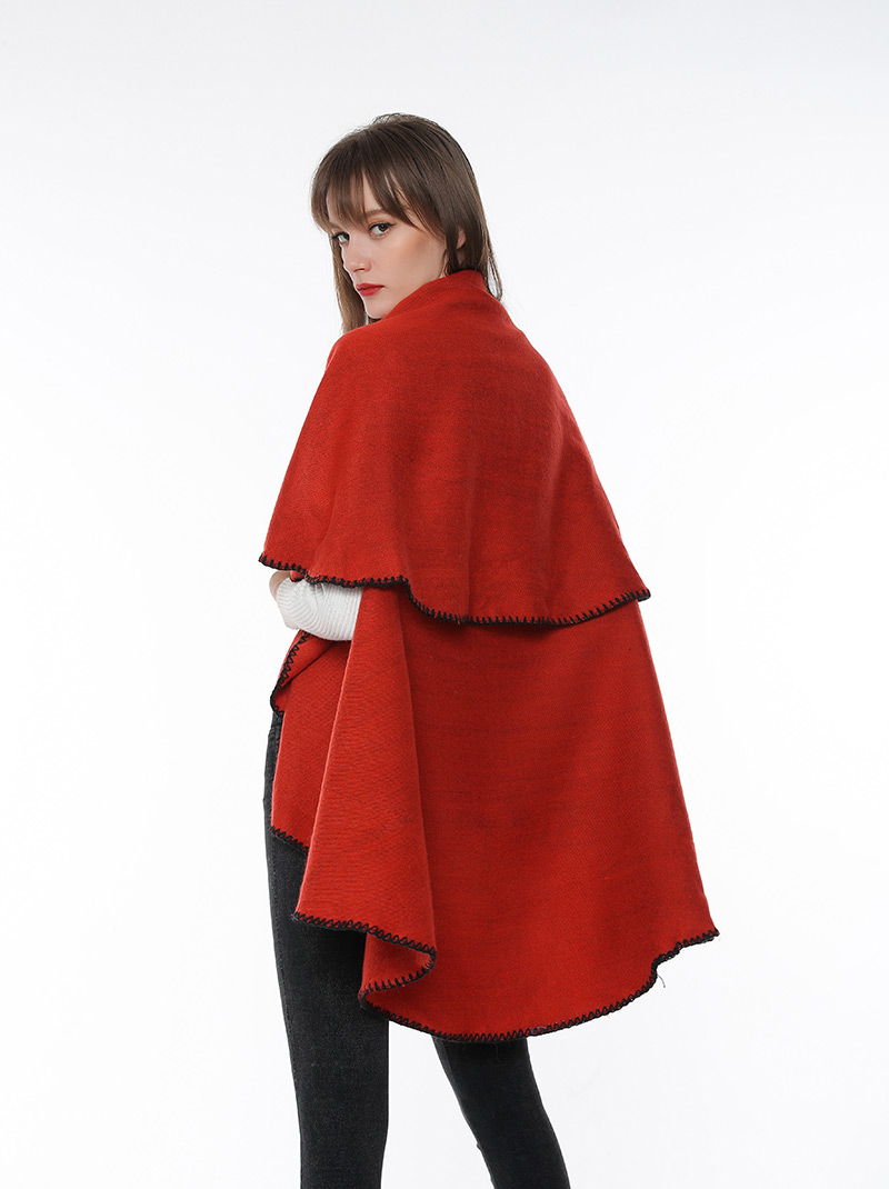 Fashion Red Pure Color Decorated Cloak,knitting Wool Scaves