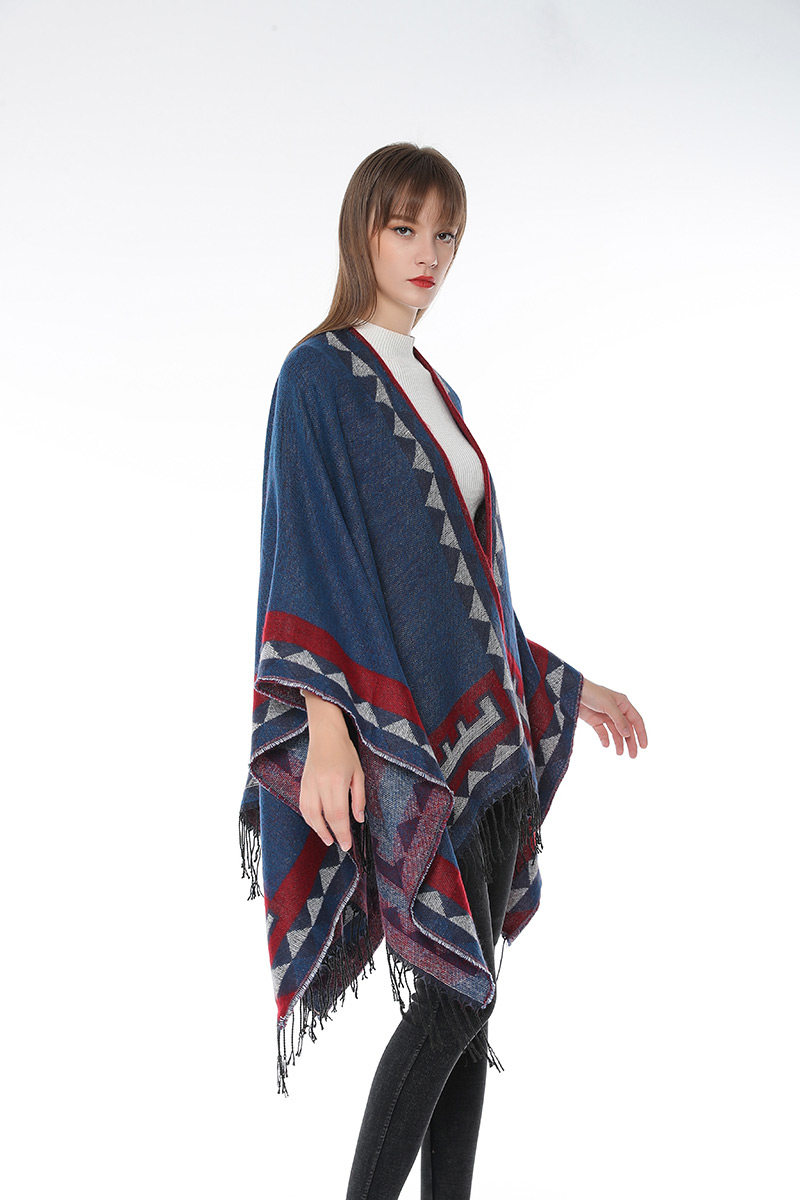 Fashion Khaki Geometric Pattern Decorated Tassel Scarf,knitting Wool Scaves