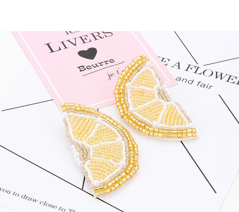 Fashion Yellow Lemon Shape Decorated Earrings,Stud Earrings