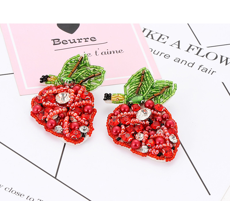 Fashion Red+green Strawberry Shape Deisgn Earrings,Stud Earrings