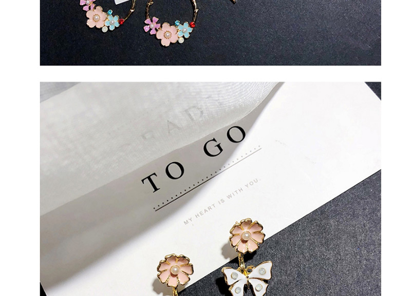 Fashion White+pink Flower Shape Decorated Earrings,Stud Earrings