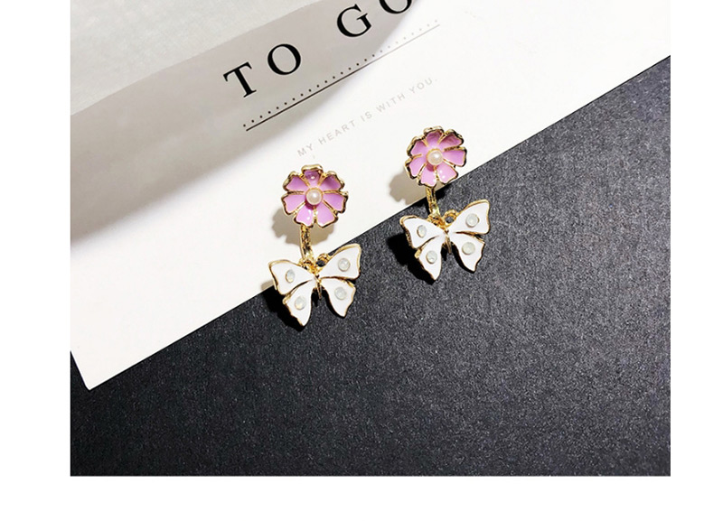 Fashion Pink Butterfly Shape Decorated Earrings,Stud Earrings