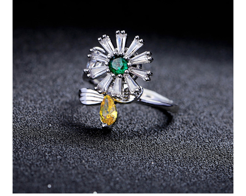 Fashion Green+yellow Flower Shape Decorated Ring,Fashion Rings