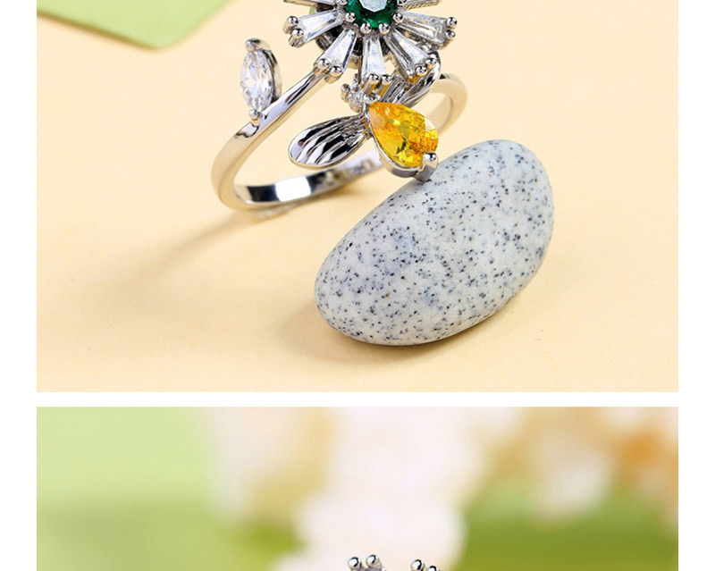 Fashion Green+yellow Flower Shape Decorated Ring,Fashion Rings