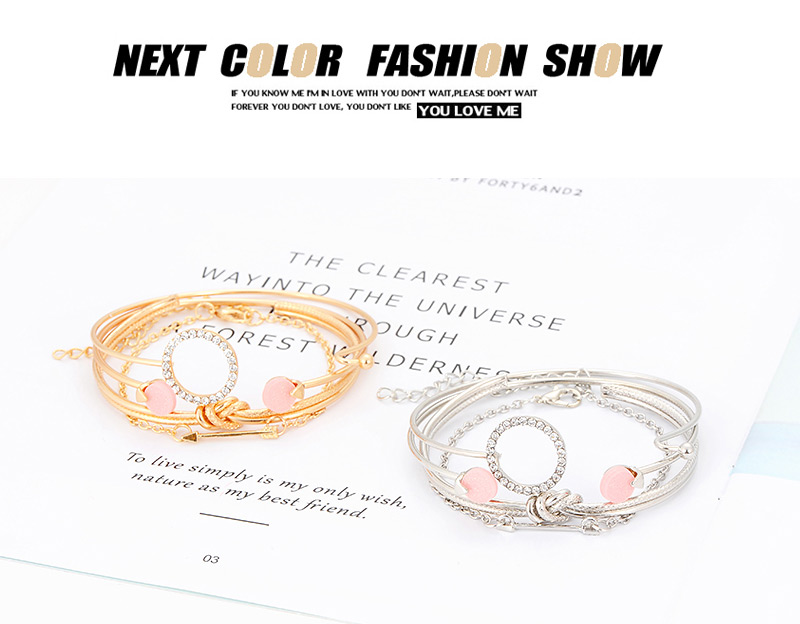 Fashion Gold Color Diamond Decorated Bracelet(4 Pcs),Fashion Bangles
