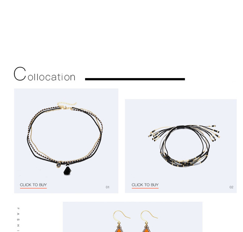 Fashion Black+gold Color Multi-layer Design Tassel Necklace,Multi Strand Necklaces