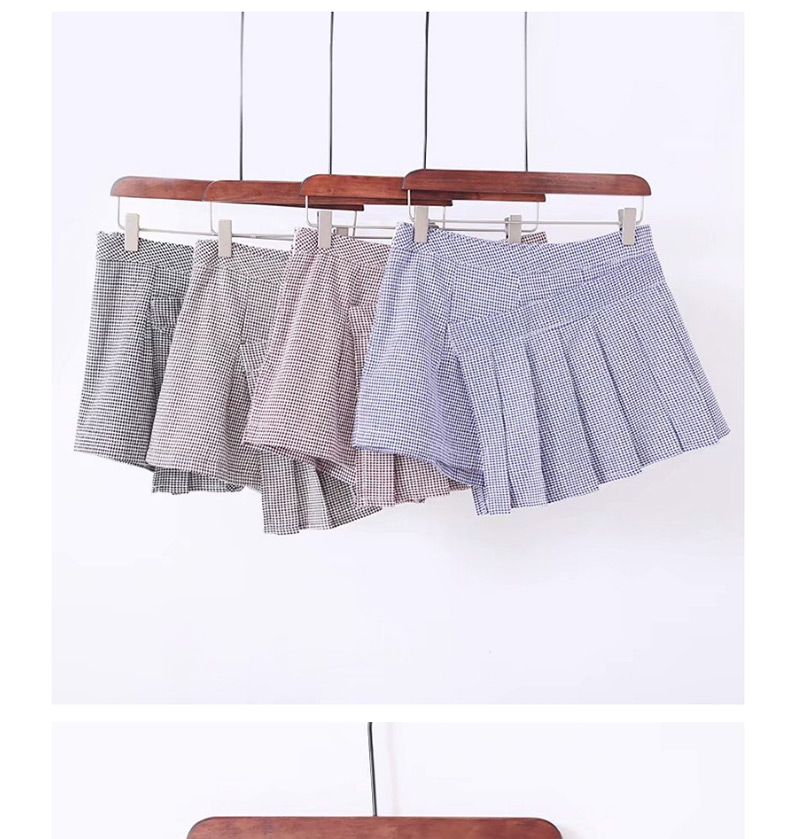 Fashion Light Gray Grids Pattern Decorated Skirt,Shorts