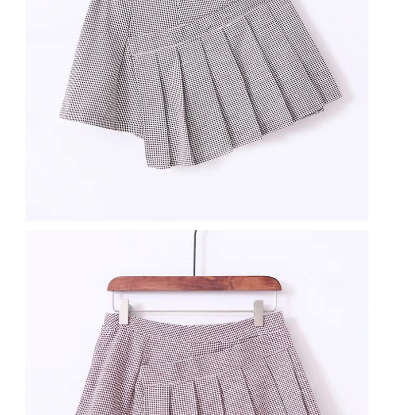Fashion Light Pink Grids Pattern Decorated Skirt,Shorts