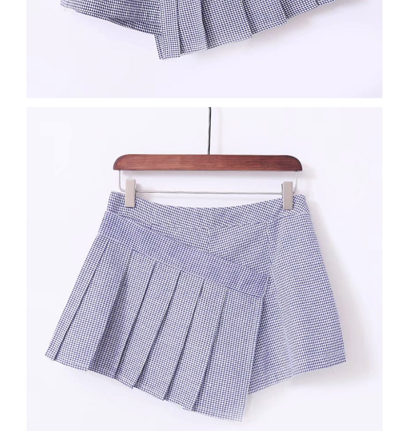 Fashion Blue Grids Pattern Decorated Skirt,Shorts