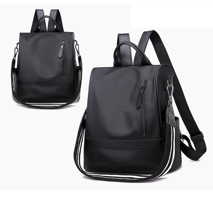 Fashion Black Pure Color Decorated Square Backpack,Backpack