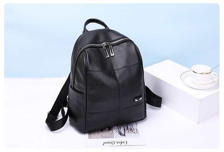 Fashion Black Pure Color Decorated Backpack,Backpack