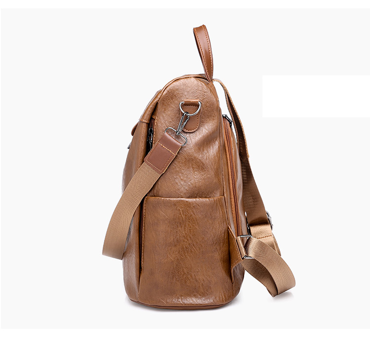 Fashion Brown Pure Color Decorated Backpack,Backpack