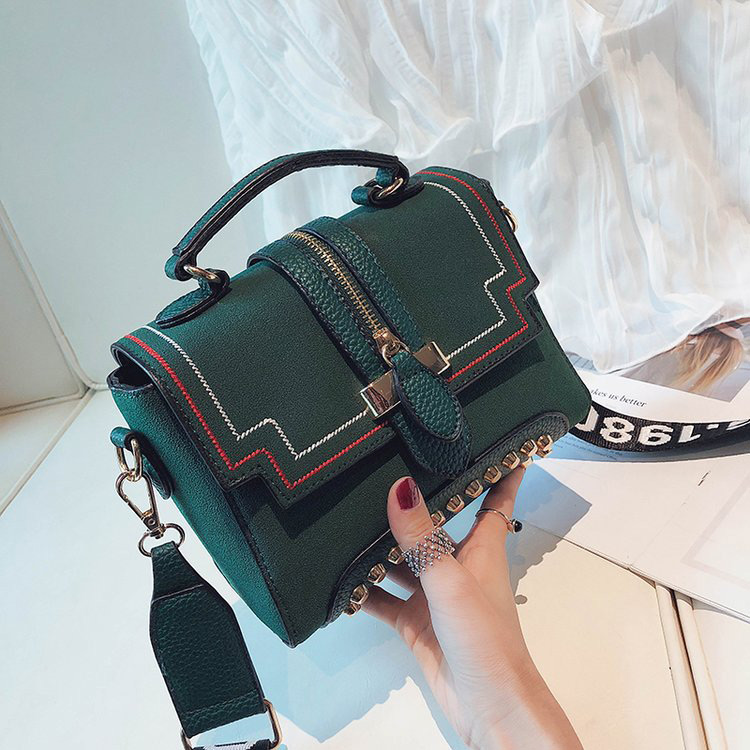Fashion Green Rivet Decorated Bag,Handbags