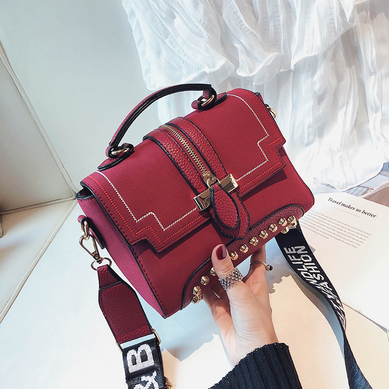 Fashion Pink Rivet Decorated Bag,Handbags