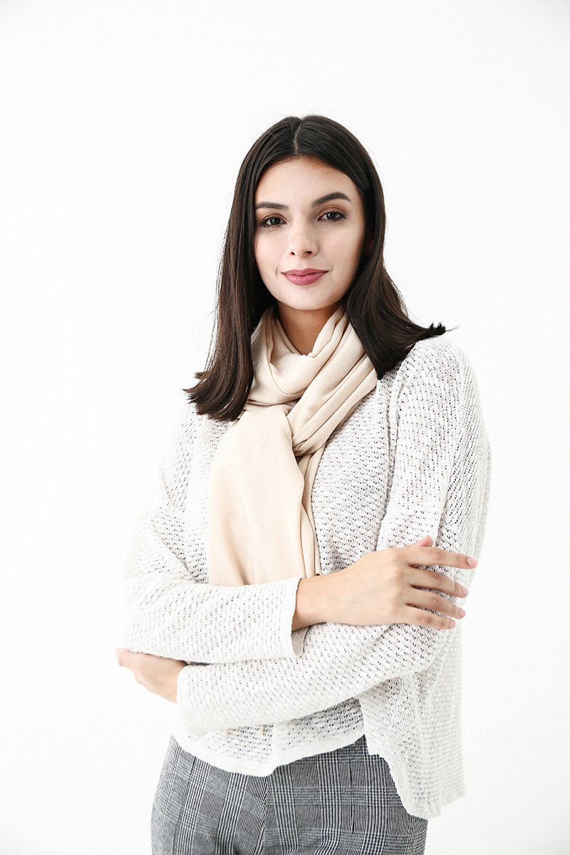 Fashion Beige Pure Color Decorated Scarf,Thin Scaves