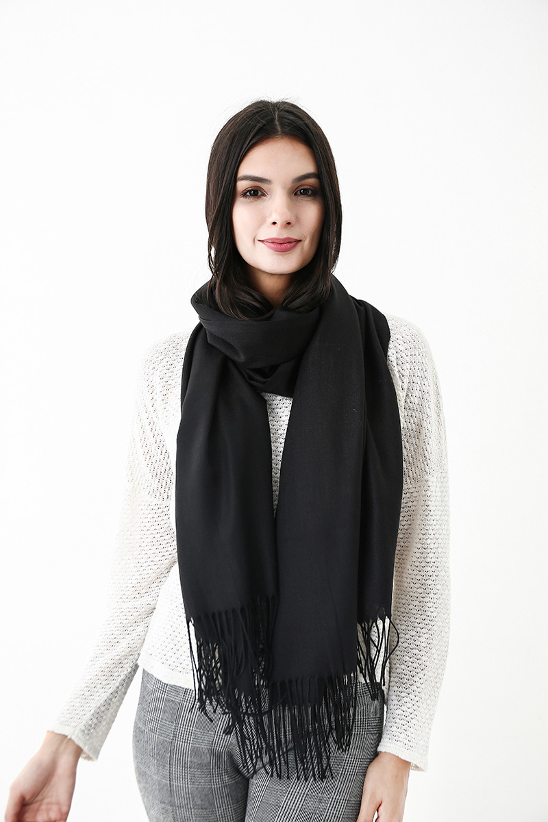 Fashion Black Pure Color Decorated Scarf,Thin Scaves