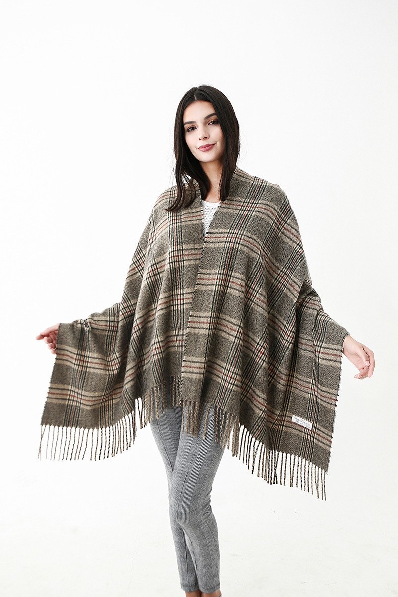 Fashion Khaki Grids Pattern Decorated Scarf,knitting Wool Scaves