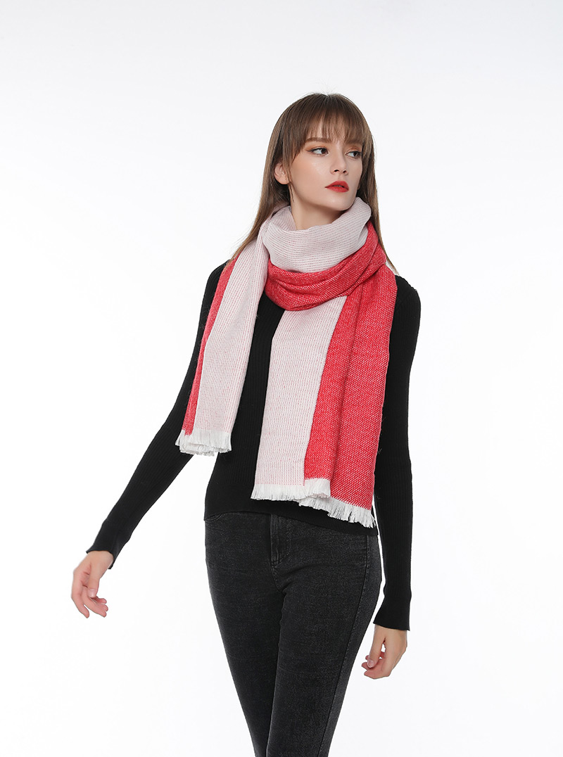 Fashion Red Tassel Decorated Scarf,knitting Wool Scaves