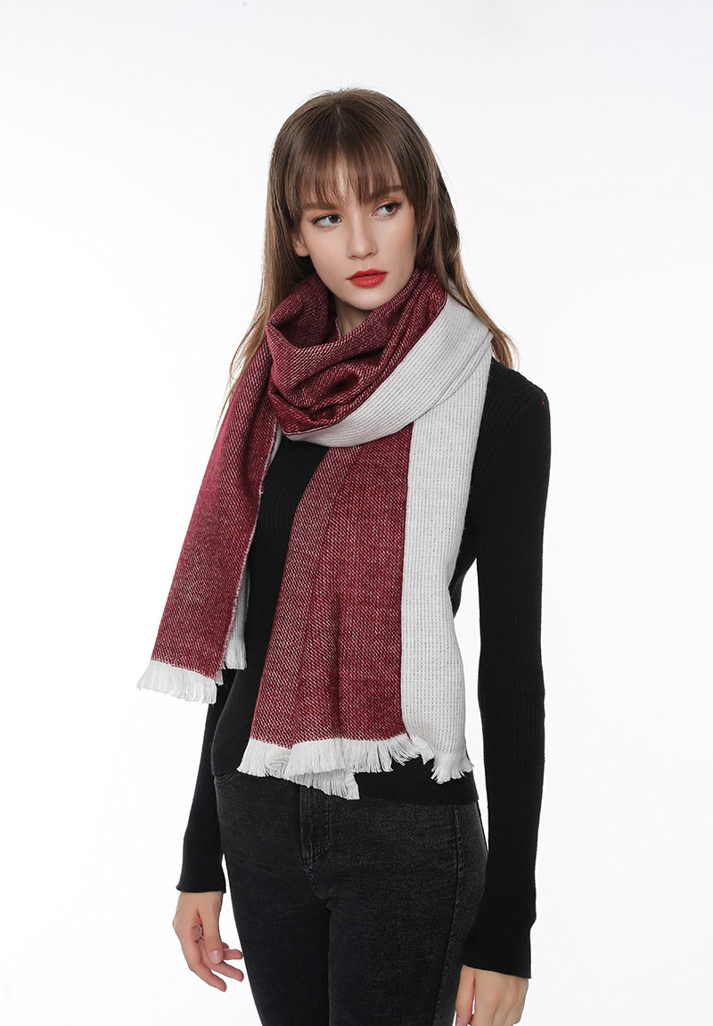 Fashion Claret Red Tassel Decorated Scarf,knitting Wool Scaves