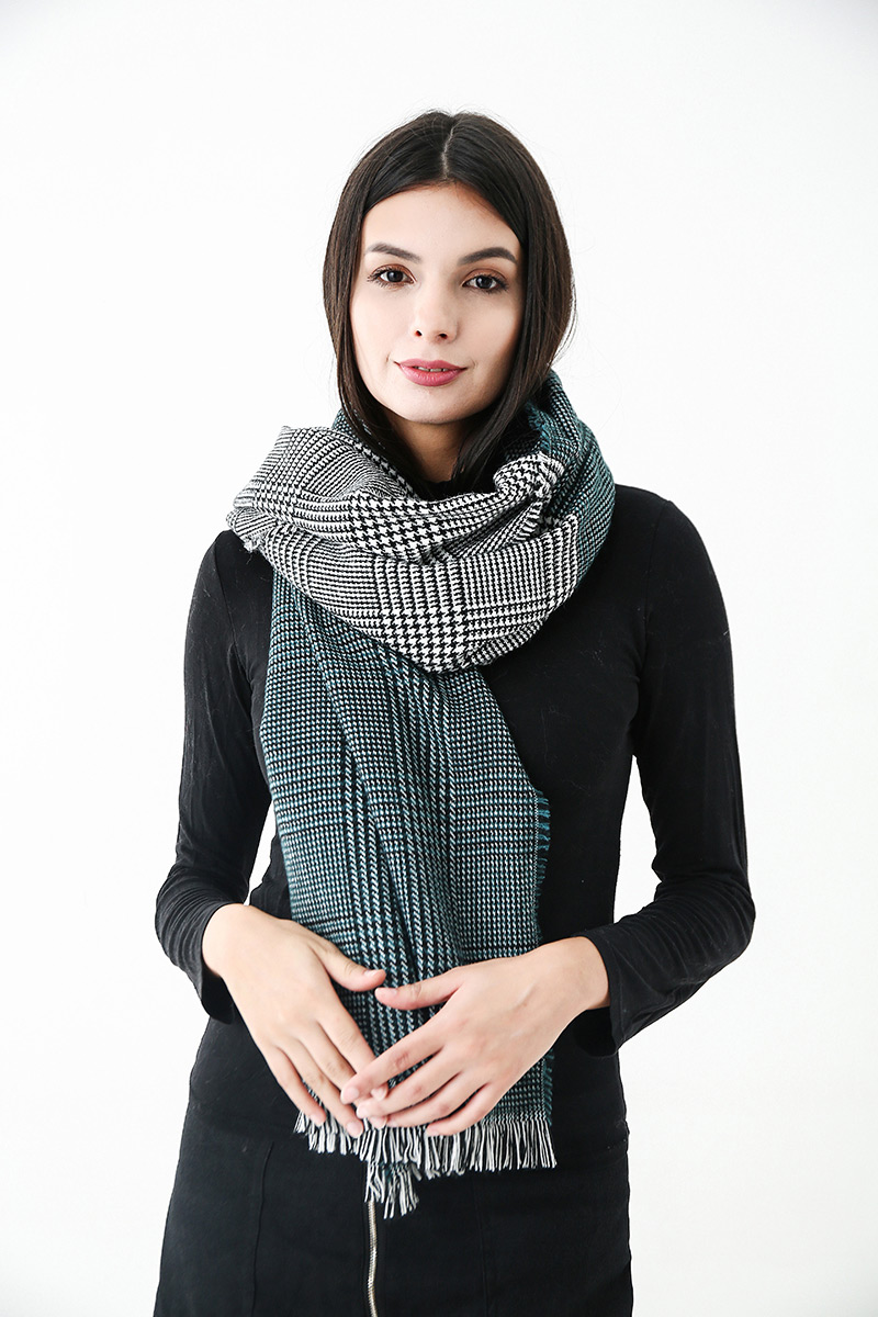 Fashion Green Grids Pattern Decorated Scarf,knitting Wool Scaves