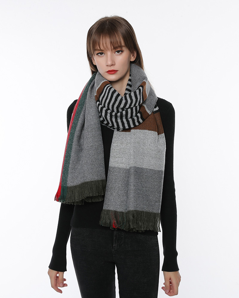 Fashion Red Stripe Pattern Decorated Scarf,knitting Wool Scaves